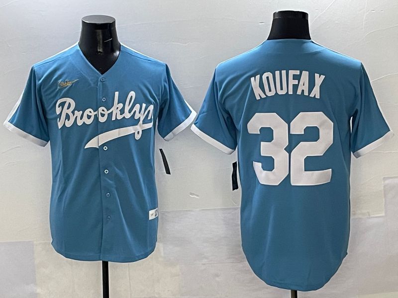 Men Los Angeles Dodgers 32 Koufax Light Blue Throwback 2025 Nike MLB Jersey style 31